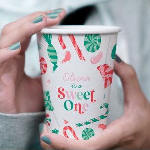 Vasos De Papel Dulce Uno de Cumpleaños Caramelo de Navidad
