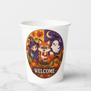 Vasos De Papel Dulce Zorro de Halloween Bruja Fantasma Otoño Invi