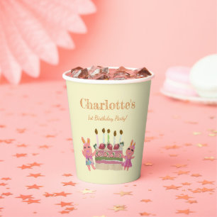 Vasos De Papel Dulces Bunnies Fresas Pasteles Niños Cumpleaños Am