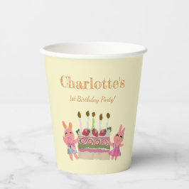 Vasos De Papel Dulces Bunnies Fresas Pasteles Niños Cumpleaños Am