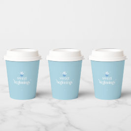Vasos De Papel Dulces Comienzos | Baby Shower en Azul Polvo y Bla