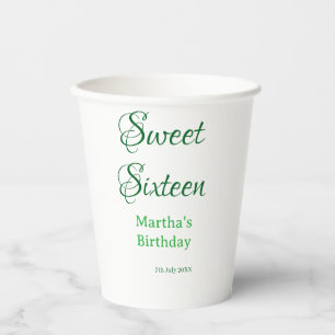 Vasos De Papel Dulces dieciséis nombre fecha caligrafía boho ret