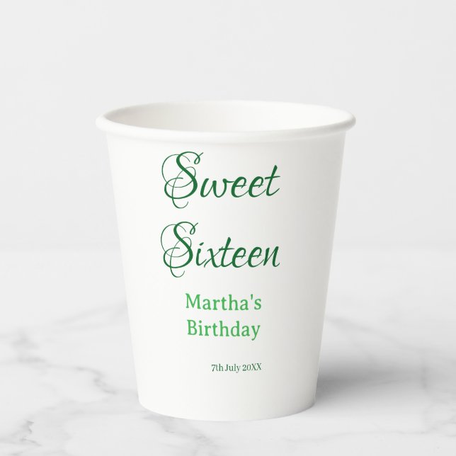 Vasos De Papel Dulces dieciséis nombre fecha caligrafía boho ret (Anverso)
