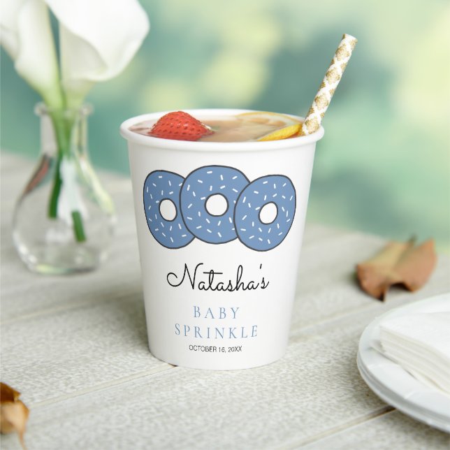 Vasos De Papel Dulces donuts azules Bebé Sprinkle Ducha (in situ)