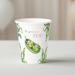 Vasos De Papel Dulces Dos Guisantes en una Vaina Niña Rosa Gemelo