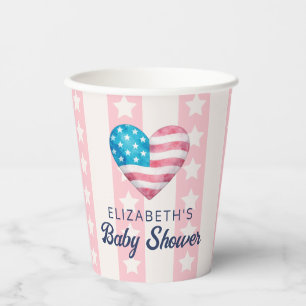 Vasos De Papel Dulces Estrellas y Rayas Corazón Rosa Fiesta de Be