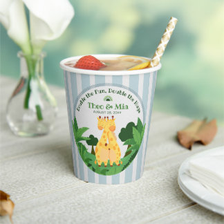 Vasos De Papel Dulces Gemelas Jirafas Salvajes Safari Selva Doble