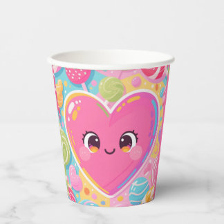 Vasos De Papel Dulces vibraciones de corazón - Taza de papel