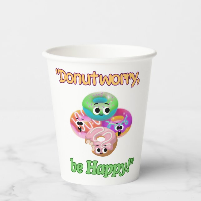 VASOS DE PAPEL DUNOT WORRY BE FELIZ (Anverso)