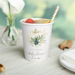 Vasos De Papel Dusky Blue Green Succulum Pumpkin Baby Shower