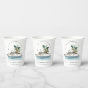 Vasos De Papel Dusky Cruise Ship Palm Seascape Bridal Shower