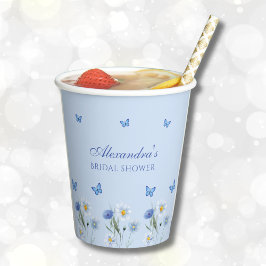 Vasos De Papel Duste Blue Butterfly Wildflower Bridal Shower