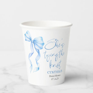 Vasos De Papel Dusty Blue Bow está atando la ducha nupcial