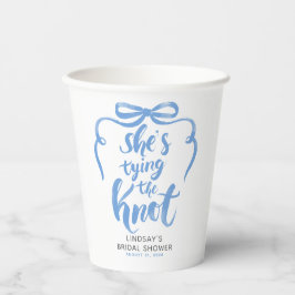 Vasos De Papel Dusty Blue Bow She's Tying the Knot Bridal Shower