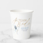 Vasos De Papel Dusty Blue Bow Team Bride Bridal Shower<br><div class="desc">Add a charming and unique touch to your “She’s Tying the Knot” bridal shower with these elegant dusty blue and gold bow paper cups. Featuring a delicate watercolor soft blue ribbon bow, they bring just the right amount of sweetness and sophistication to your table decor. Perfect for serving bubbly, punch,...</div>