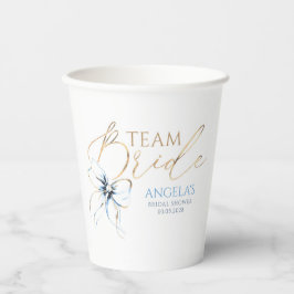 Vasos De Papel Dusty Blue Bow Team Bride Bridal Shower