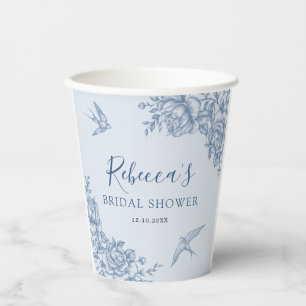 Vasos De Papel Dusty Blue Chinoiserie Baby Shower Paper Cup