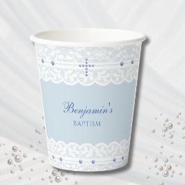 Vasos De Papel Dusty Blue Cross Christening Christian Baptism