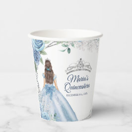 Vasos De Papel Dusty Blue Dress Quinceañera Crown Birday
