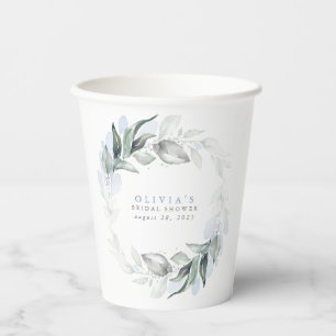 Vasos De Papel Dusty Blue Eucalyptus Greenery Boho Bridal Shower