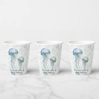 Vasos De Papel Dusty Blue Jellyfish Niño Baby Shower