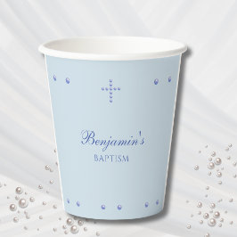 Vasos De Papel Dusty Blue Simple Cross Christian Baptism