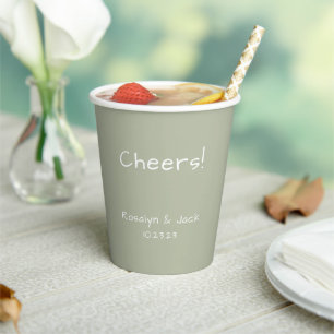 Vasos De Papel Dusty Green Casual Handwriters