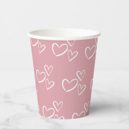 Vasos De Papel Dusty Pink Hearts Baby Shower