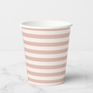 Vasos De Papel Dusty Pink Rayas Minimalista Fiesta de Bebé Niña