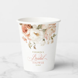 Vasos De Papel Earthy Botanical Dusty Rose Floral Bridal Shower