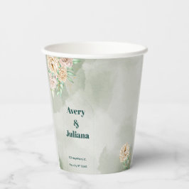 Vasos De Papel Earthy Shades Flowers Boho Elegant Sage Green