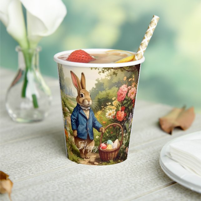 Vasos De Papel Easter Bunny Collecting Easter Eggs (in situ)