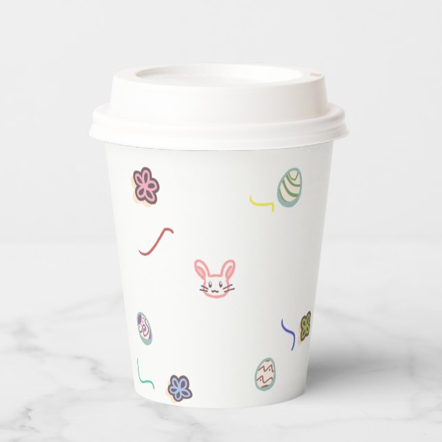 Vasos De Papel Easter with Rabbit and Party Ribbon　カラフルイースター紙コップ (Anverso)