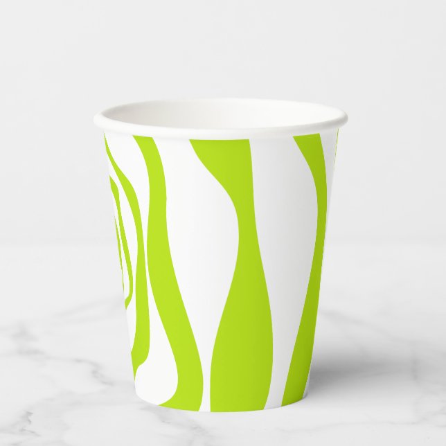 Vasos De Papel Ebb y Flow 4 en verde limón y blanco (Anverso)