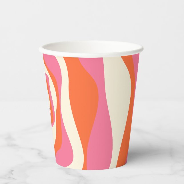 Vasos De Papel Ebb y Flow 4 - Rosa, Naranja y Crema (Anverso)