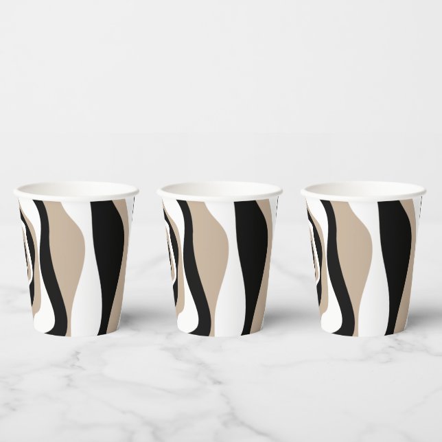 Vasos De Papel Ebb y Flow 4 - Taupe, Negro y Blanco (Multi)