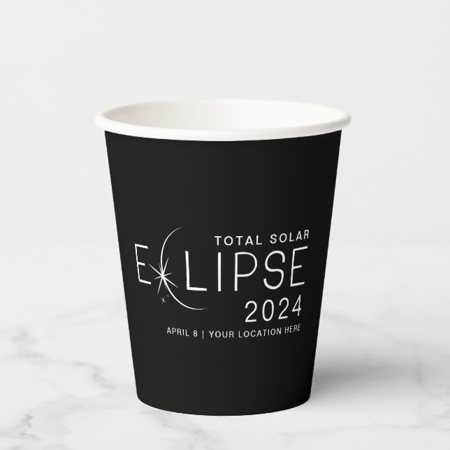 Vasos De Papel Eclipse Solar 2024 Fiesta de Eclipse en Ubicación  (Anverso)