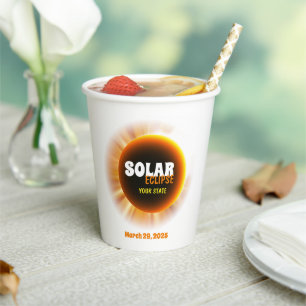 Vasos De Papel Eclipse solar 3/29/2025 Personalizado Textos