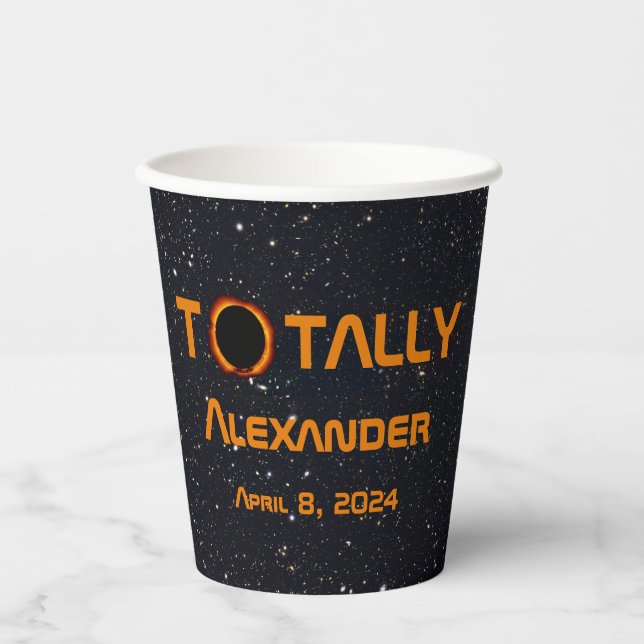 Vasos De Papel Eclipse solar de 2024 totalmente personal (Anverso)