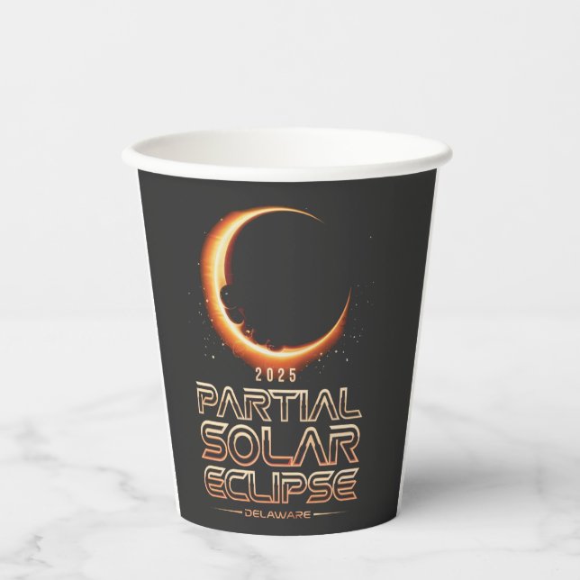 Vasos De Papel Eclipse solar parcial de Nueva Jersey 2025 (Anverso)