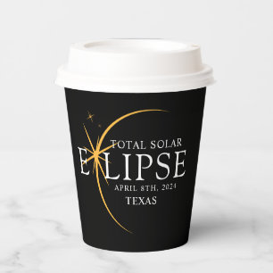 Vasos De Papel Eclipse solar total de 2024 Texas Black & Gold mod