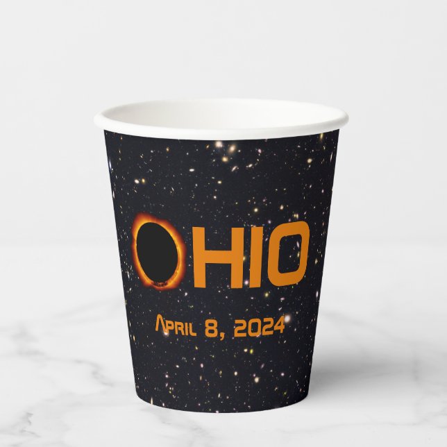 Vasos De Papel Eclipse solar total de Ohio 2024 (Anverso)