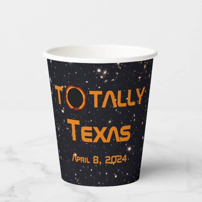 Vasos De Papel Eclipse solar total de Texas 2024 (Anverso)