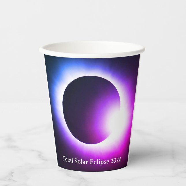 Vasos De Papel Eclipse solar total luna solar 2024 (Anverso)