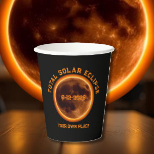Vasos De Papel Eclipse Total de Sol 12 de agosto de 2026