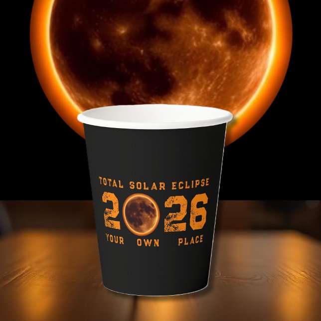 Vasos De Papel Eclipse Total de Sol 12 de agosto de 2026 (Total Solar Eclipse August 12 2026 Paper Cups)