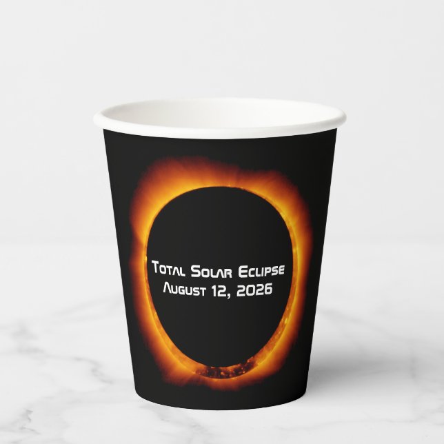 Vasos De Papel Eclipse Total de Sol 2026 (Anverso)