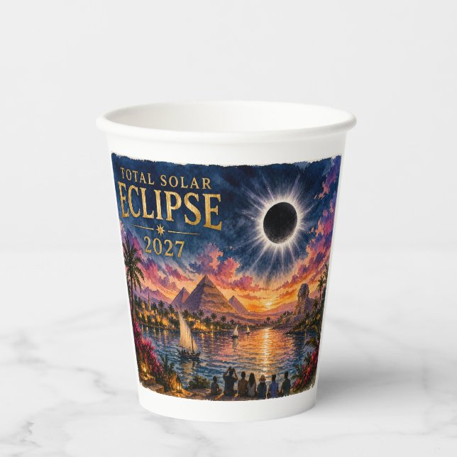 Vasos De Papel Eclipse Total Solar 2027 Egipto (Anverso)