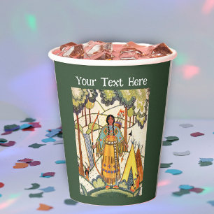 Vasos De Papel Ecologación de bosque de textil bordado indio esta