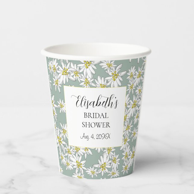 Vasos De Papel Edelweiss Ilustrado a Mano Personalizado Acuarela (Anverso)